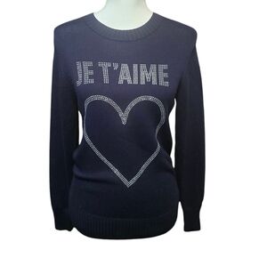 Navy Sweater with Heart Design